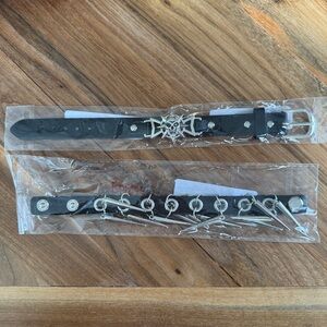 Romwe Goth Choker Collar Necklaces Lot of 2 Skull Spike Punk NWT